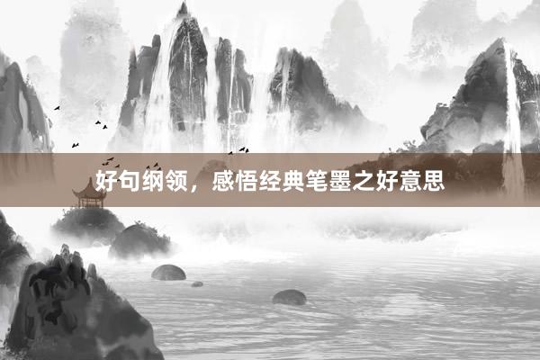 好句纲领，感悟经典笔墨之好意思